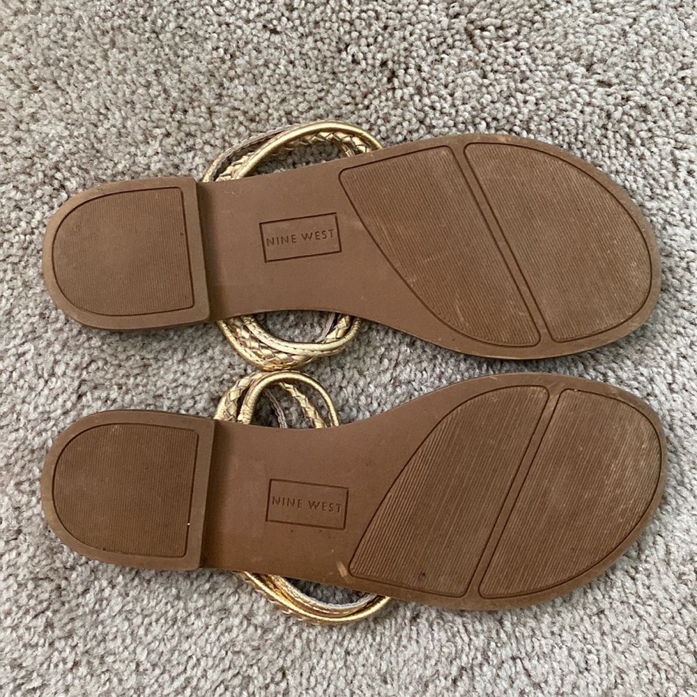 Nine West Gold Leather Braided Sandals - Picture 4 of 5